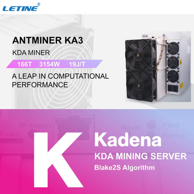 가장 강력한 앤트미네르 ka3 KDA Blake2S  공기-냉각 광부 166번째 이익 100USD 이상