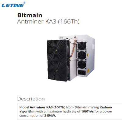 앤트미네르 KA3 비트마인 채굴기 팬들 카데나 Asic 광부 4명 166번째명