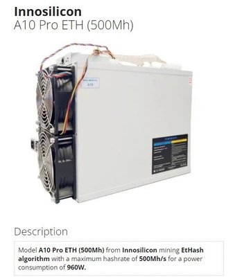 A10 프로 500Mh ETH 이실린콘 Asic 광부 이더음 960W 에트하시 Algo