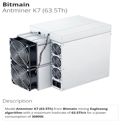 비트마인 앤트미네르 K7 CKB Asic 광부 63.5번째 3080W 최대 하시라테 63.5Th/S