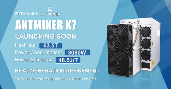 비트마인 앤트미네르 K7 CKB Asic 광부 63.5번째 3080W 최대 하시라테 63.5Th/S