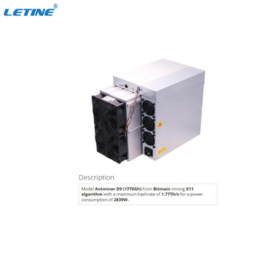 X11 알고리즘을 채굴하는 비트마인으로부터의 2839W 비트마인 Asic 앤트미네르 D9 1770Gh