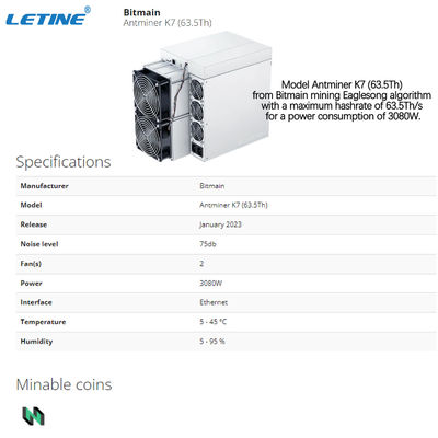 비트마인 앤트미네르 K7 CKB 이글송 Algo 비밀당원 Asic 광부 63.5T명