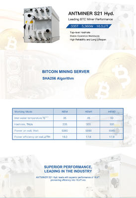 새 S19e XP Hyd 251T 5522W 22J BTC BCH BSV SHA256 수력 냉각 광부