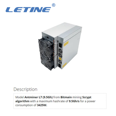 3425W Asic 광부의 기계 소모를 채굴하는 비트마인 Asic 앤트미네르 L7 9500Mh/s LTC 총독