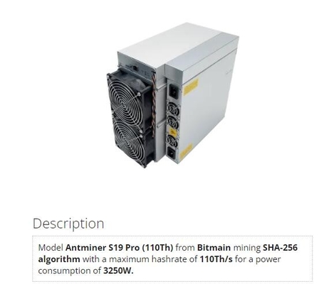 Sha256 BTC 광부 비트마인 앤트미네르 S19 프로 110번째 사용된 S19A 프로 110T 비트코인