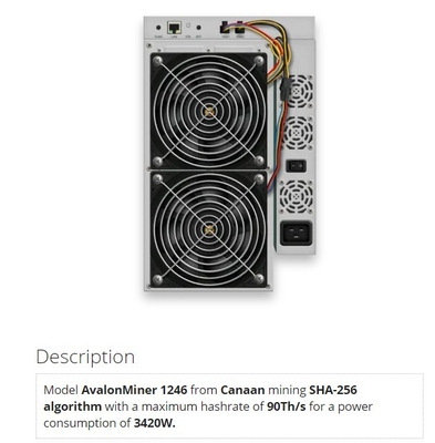 BTC 87T 90T 93T 아발론 A1246 85t SHA256 3420W 이더넷 인터페이스