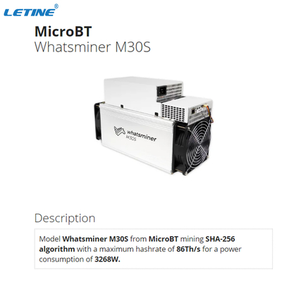 M30S 마이크로브트 위하트셰미네르 M31S+ 86Th/S SHA-256 알고리즘 3268W M31S M32S M21S