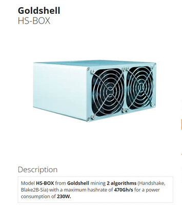 HS-박스 Asic 광부 금 원자각 알고리즘 악수 Blake2B SIA 470Gh 230W