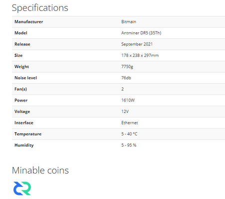살레 Asic 비트마인 앤트미네르 DR5 -1시 -1분 DCR 동전 채굴기 DR5