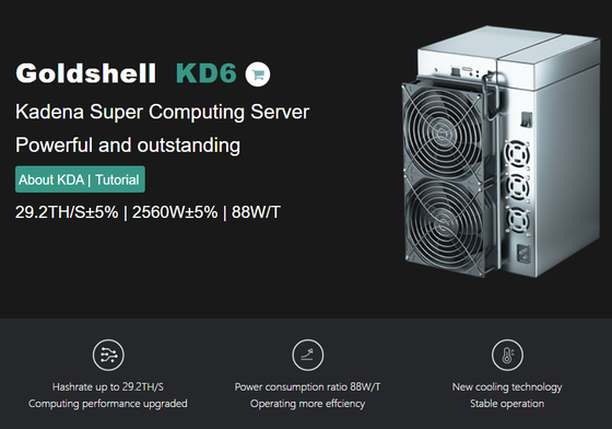 KDA 동전을 위한 KD6 카데나 금 원자각 Asic 광부 29.2번째 2560w 88w/T 최고 계산 서버