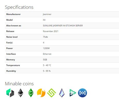 JASMINER X4 2.5GH 5GB ETH ETC ETCHASH ETHHASH 비밀당원 ASIC (원칩주문형 반도체) 광부 1200W명