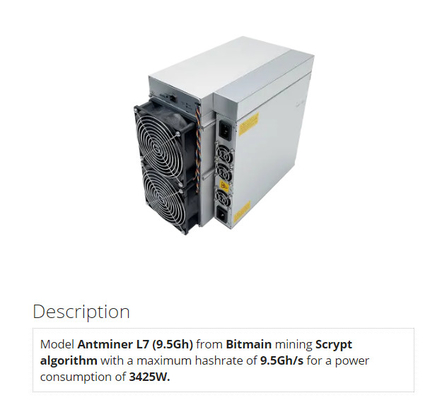 스크라이프트 알고리즘 닷지코인 라이트코인 광부 비트마인 앤트미네르 L7 9500mh 9300mh 9050mh